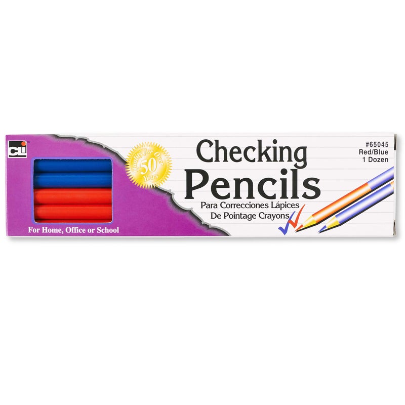 Charles Leonard Checking Pencil, Combination Red and Blue Colored Leads, 12/Box (65045) - Image 1
